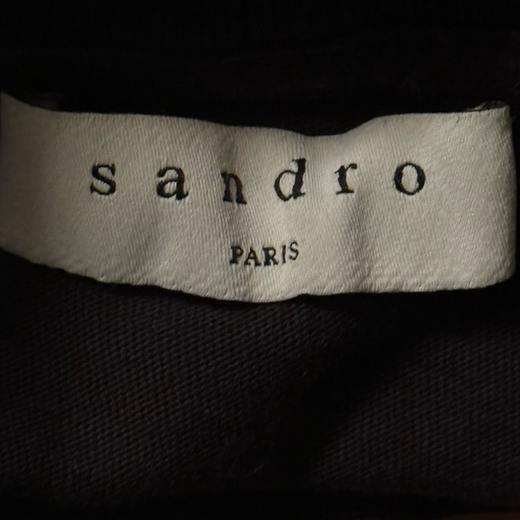 Sandro Paris Mauvais Garçon Embroidered Crew Neck Short Sleeve Black Tee T-shirt - Picture 6 of 7